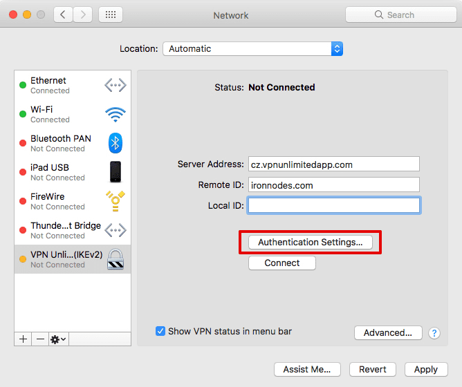 IKEv2 configuration for VPN Unlimited